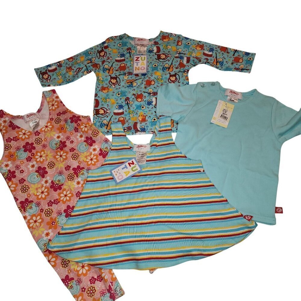Zutano baby girl clothes bundle sz 0-6 months tops one piece